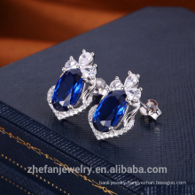 Zirconia Jewelry China Wholesale Earrings Silver Jewelry with blue cz